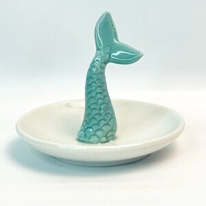Mermaid Tail Ring Holder Ceramic Trinket Dish Collectible Jewelry Boho Fairy